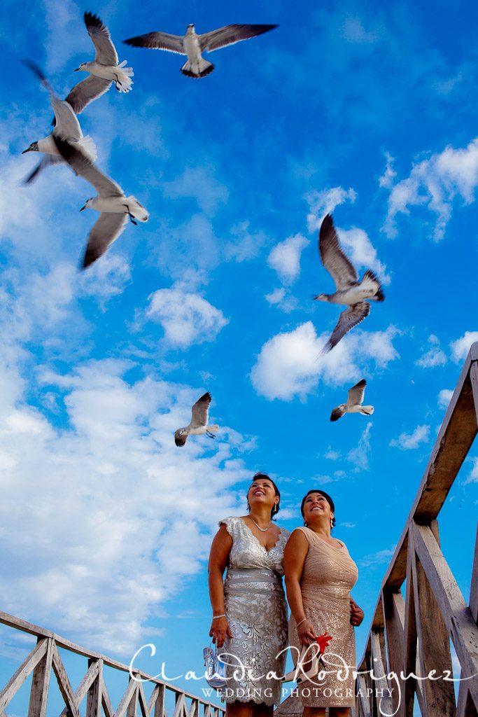  Birds are present in this bridal photo 