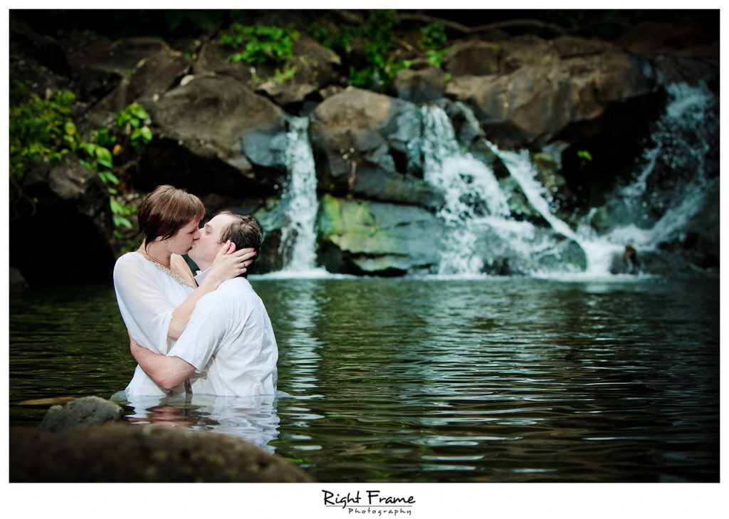  Cascading falls with wedding couple 