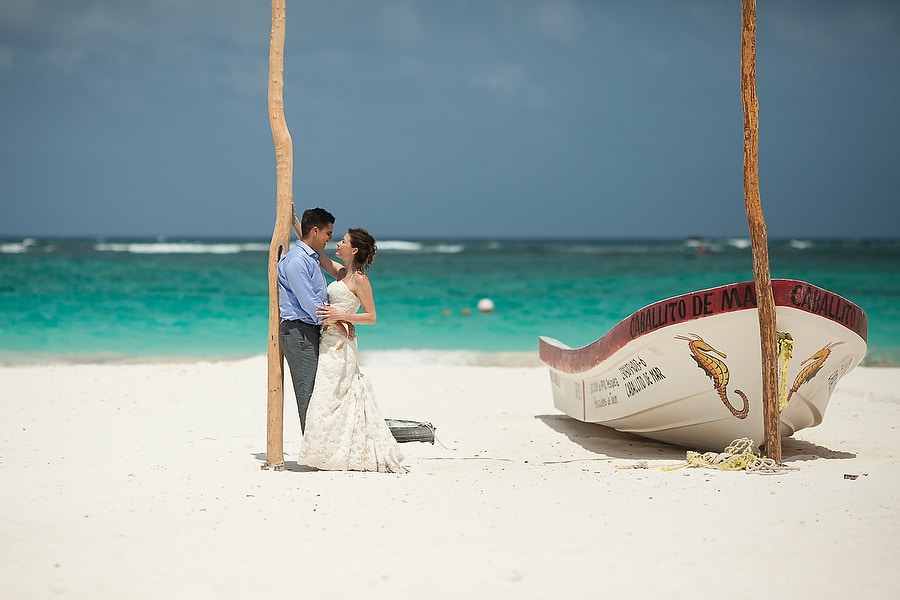  couple on the beach in Cancun 