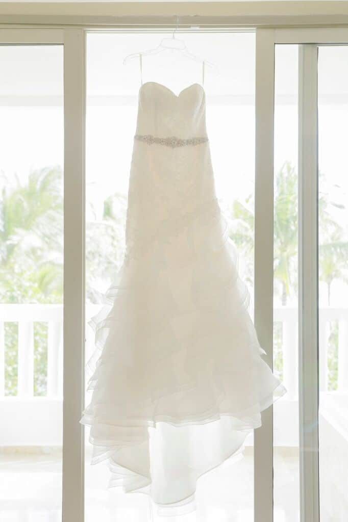  bride's dress hanging up 