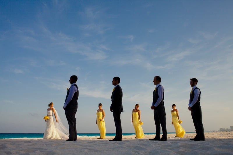 Bridal party on the beach 