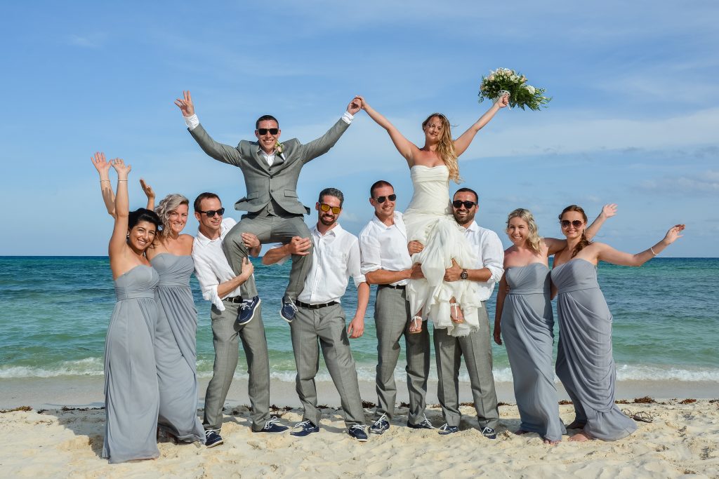 Grand Sunset Princess beach with wedding group 
