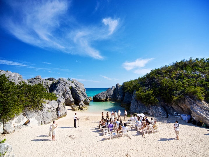 Wedding ceremony at Jobson's Cove in Bermuda