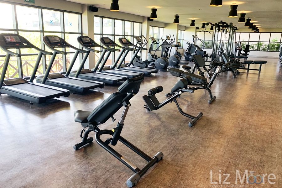 Main fitness centre with several Treadmills and weight equipment