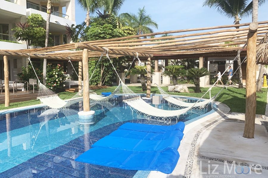 hammocks Located overhanging the main pool For suntanning