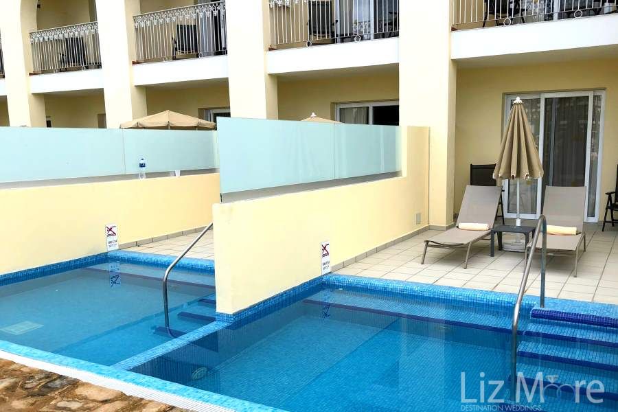 swim out suites with nice patio for lounging and plunge pools