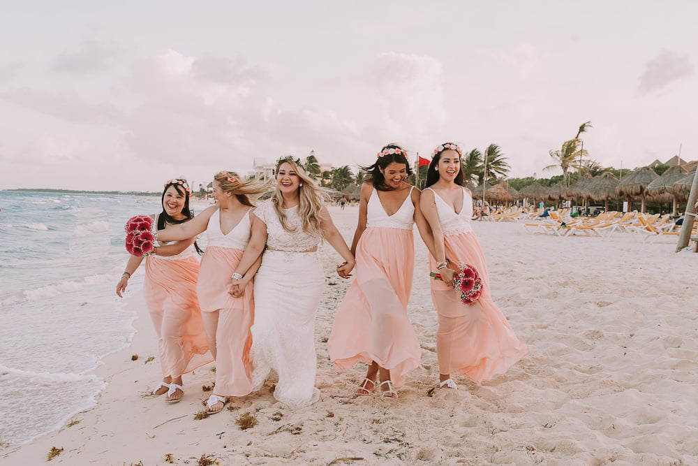 Bridemaids on beach at Iberostar Select Lindo