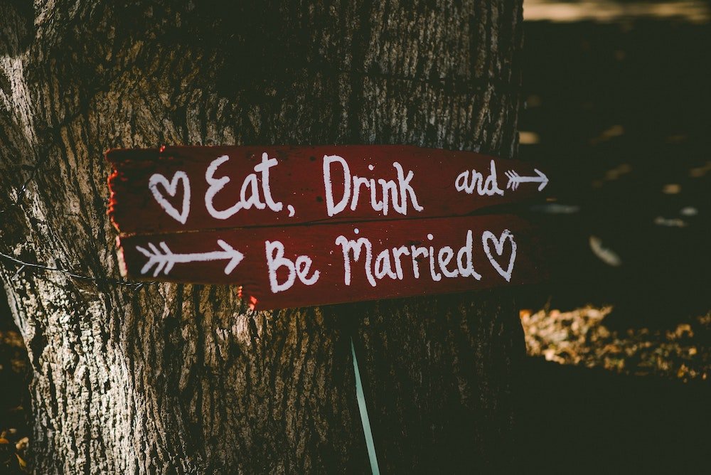Sign on the beach for destination wedding guests