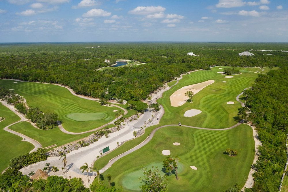 Iberostar Selection Paraiso Maya Suites golf course seen from above