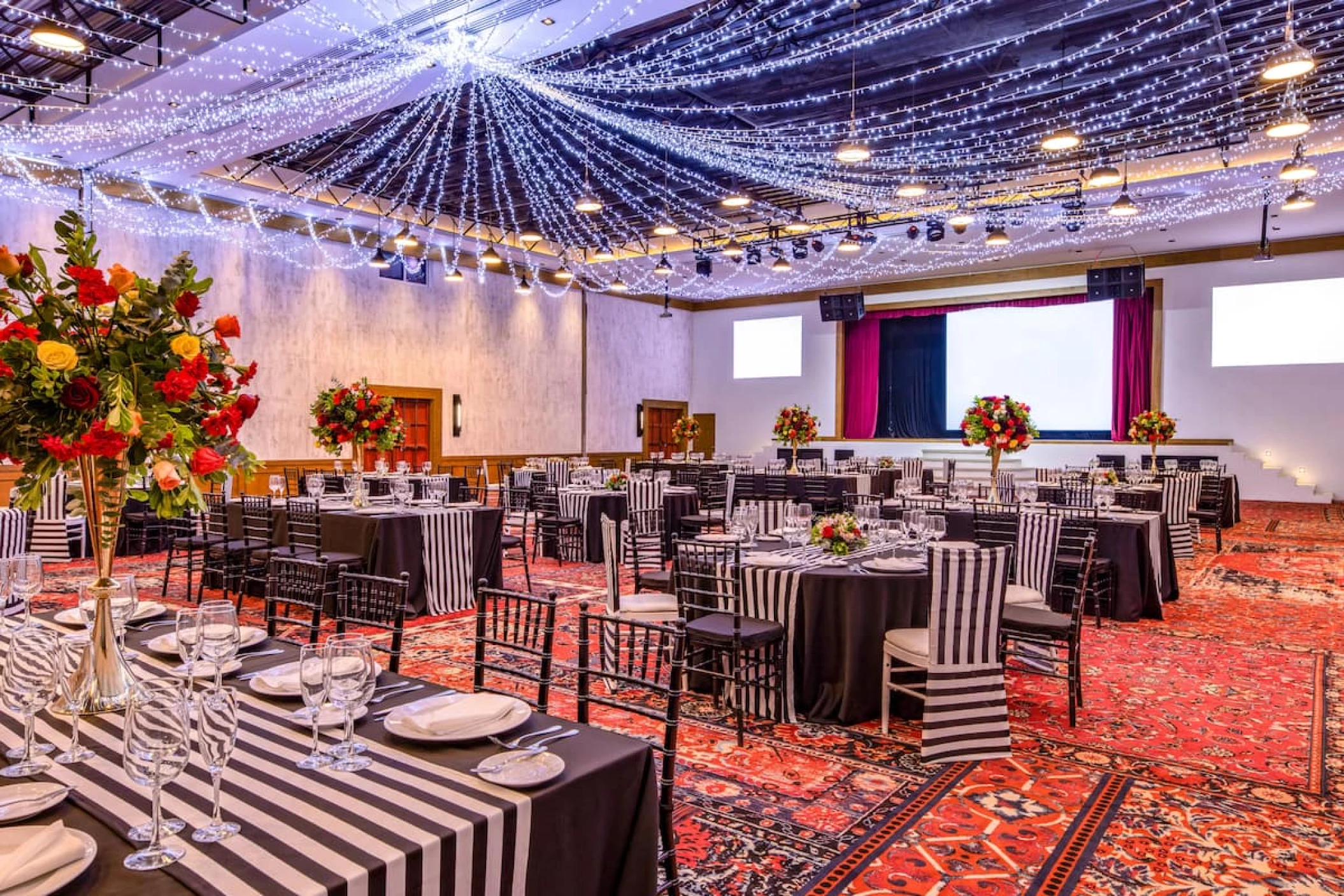 Main Ballroom.Ceremony 150 • Cocktail hour 120 • Reception 108